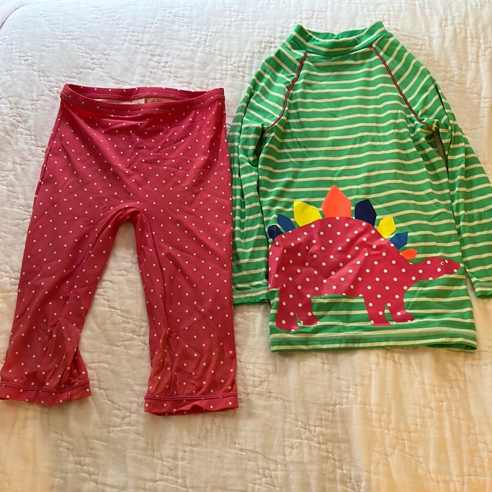 Mini Boden dinosaur rashguard set, size 9-10